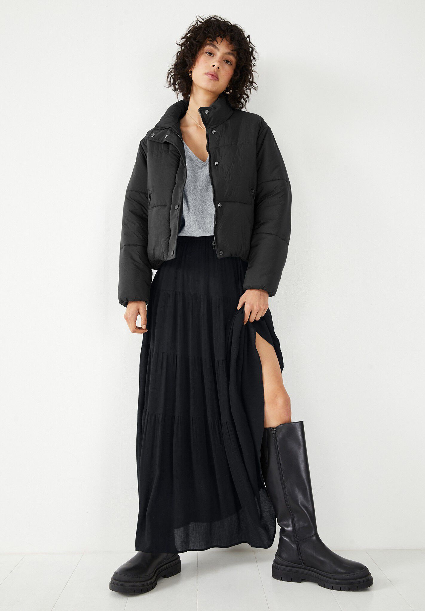 Branwen Textured Maxi Skirt | Black | hush